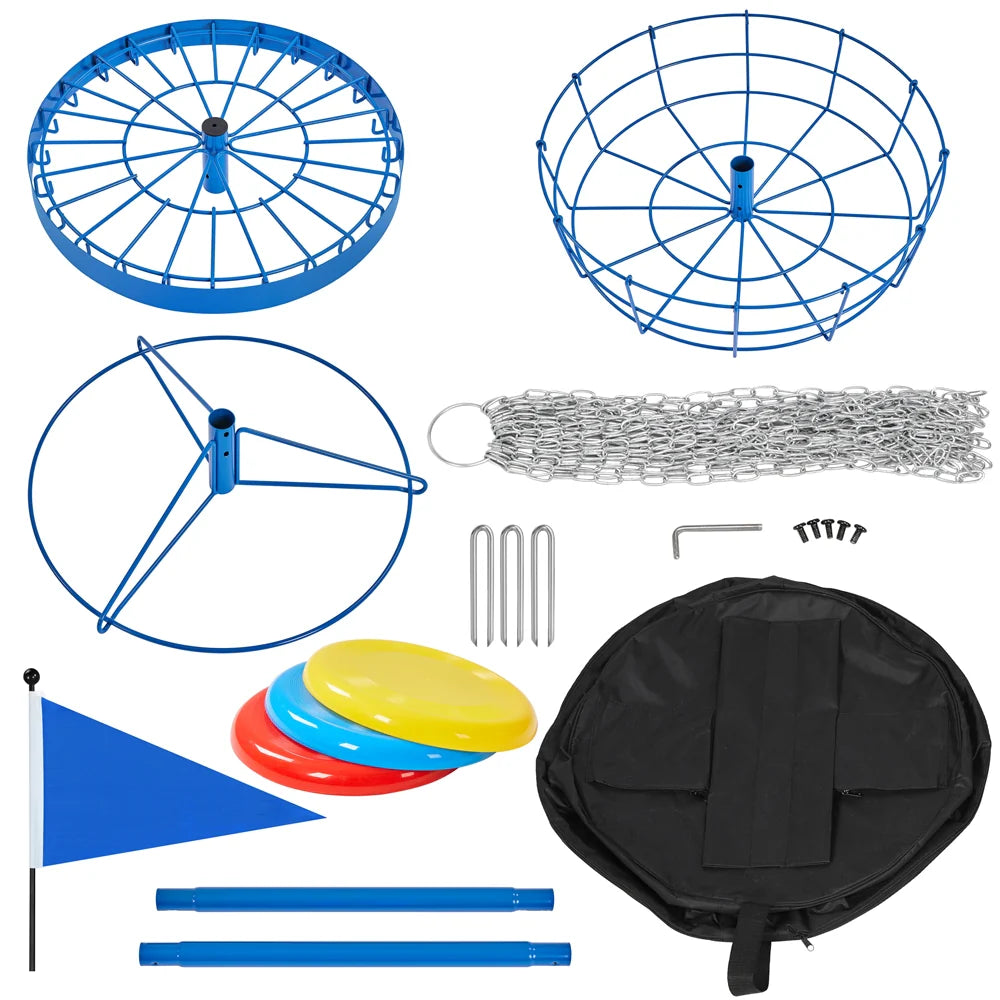Portable Disc Golf Basket with 3 Discs and Carrying Bag Q66160