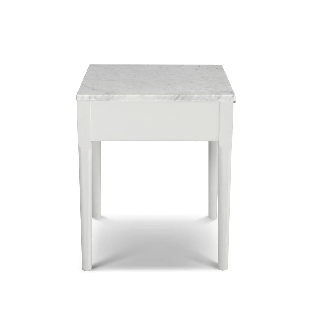 Square Italian Carrara White Marble Side Table with Legs - Tan G8240