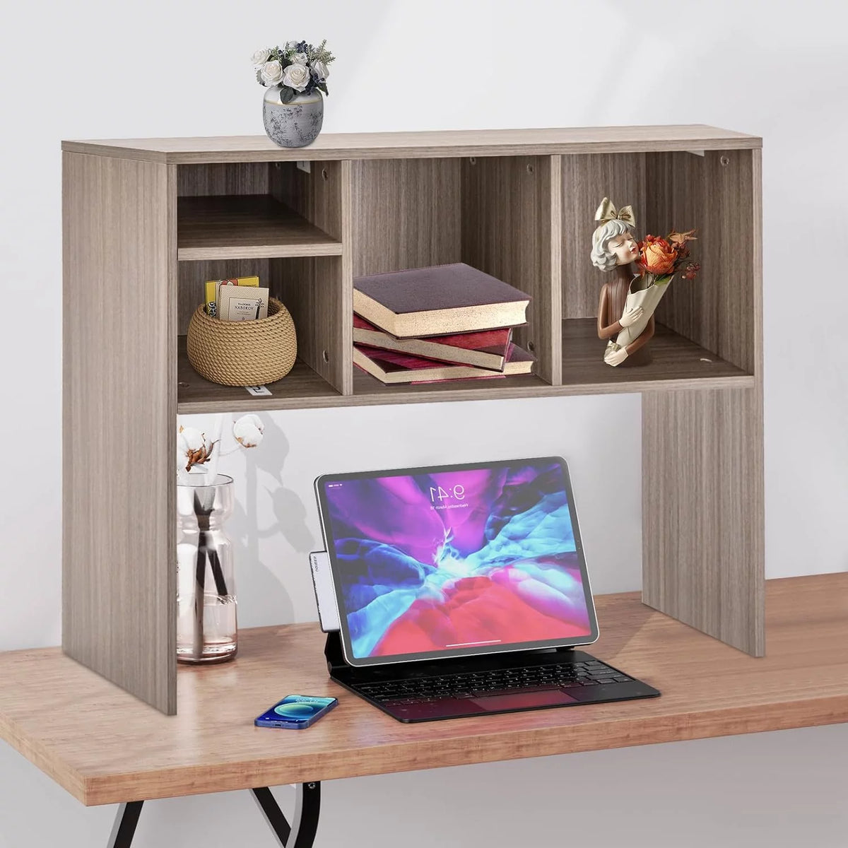 Gray Desk Bookshelf Organizer U368485