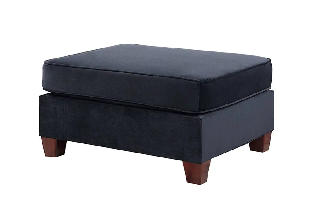Black Velvet 4pc U-Sectional with Reversible Chaise and Ottoman J44275