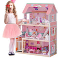 Wooden Dollhouse Playset with 24 Pcs Furniture I1189