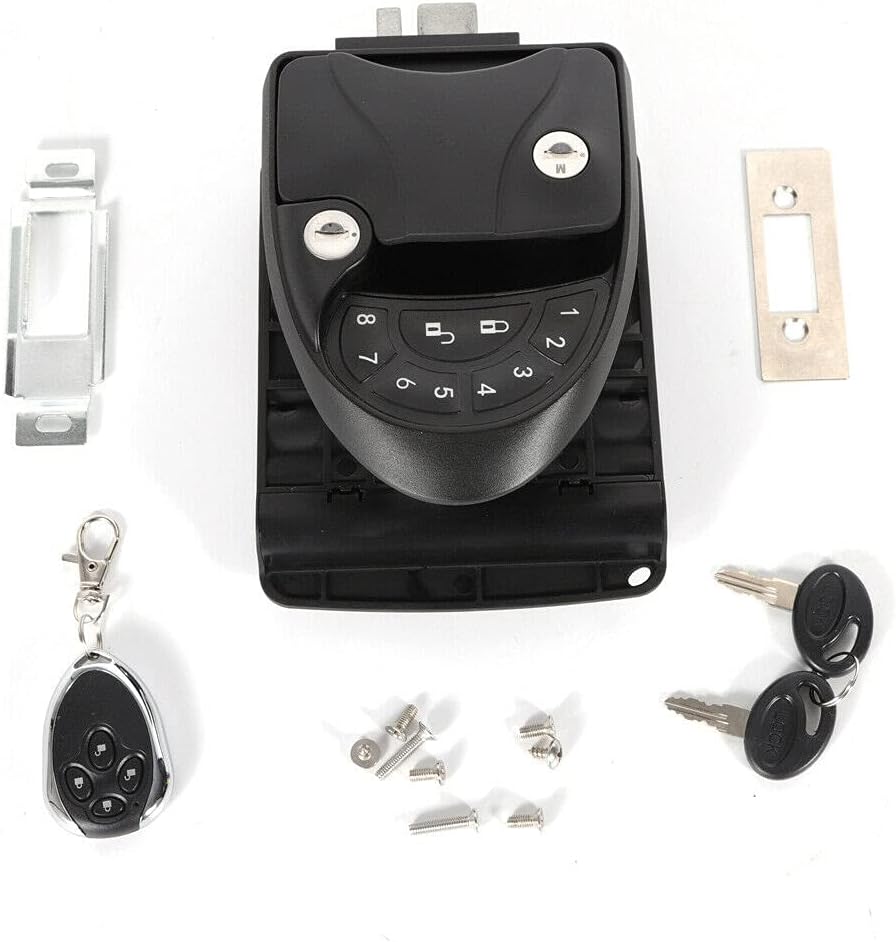 Keyless Entry Door Lock Latch Handle Knob Deadlock (Black) K701136