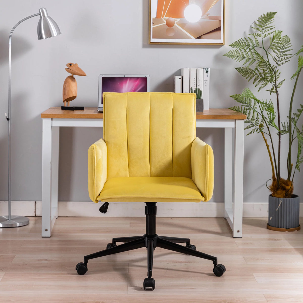 Velvet Fabric Adjustable Swivel Accent Chair O756
