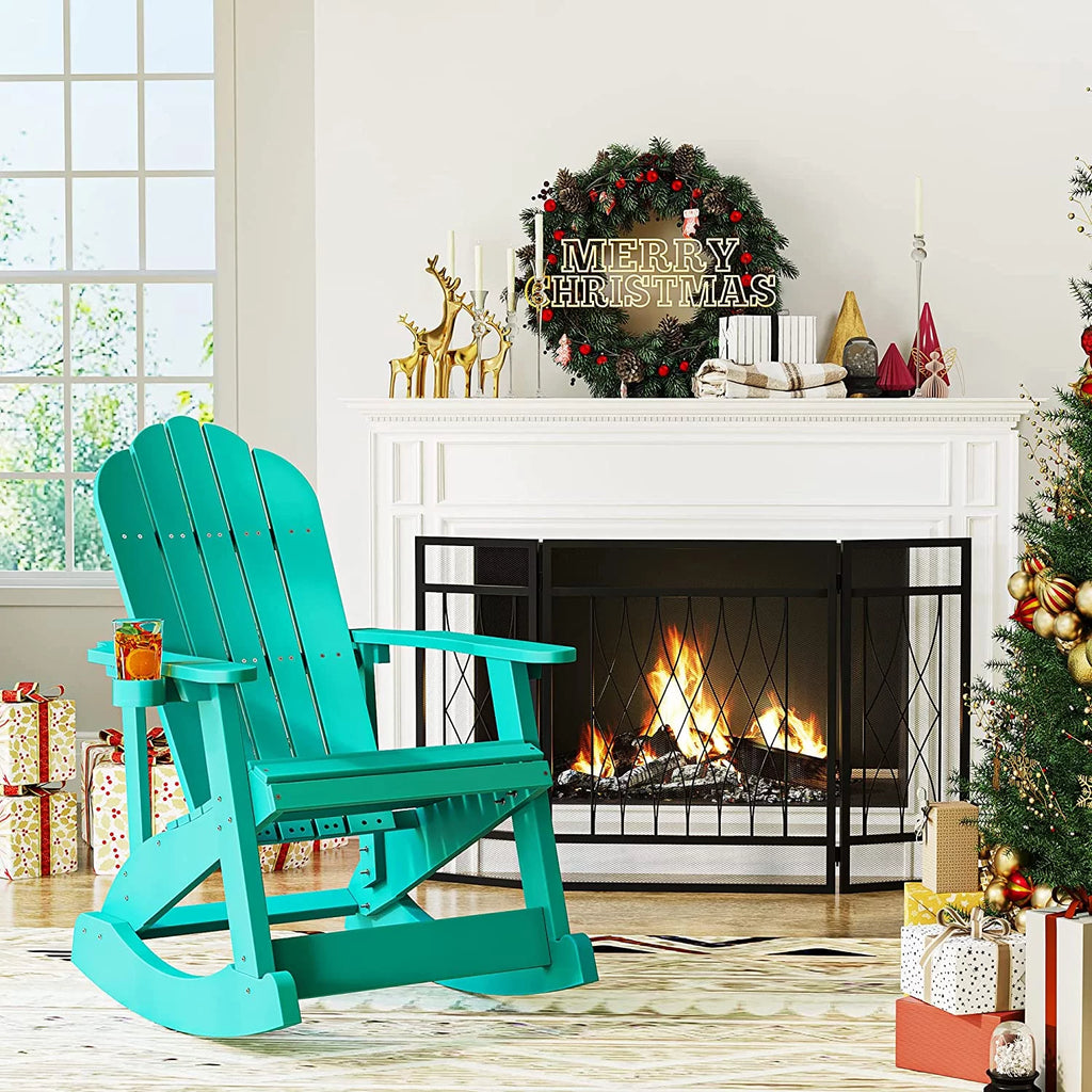 Oversized Plastic Rocking Chair with Cup Holder I82007