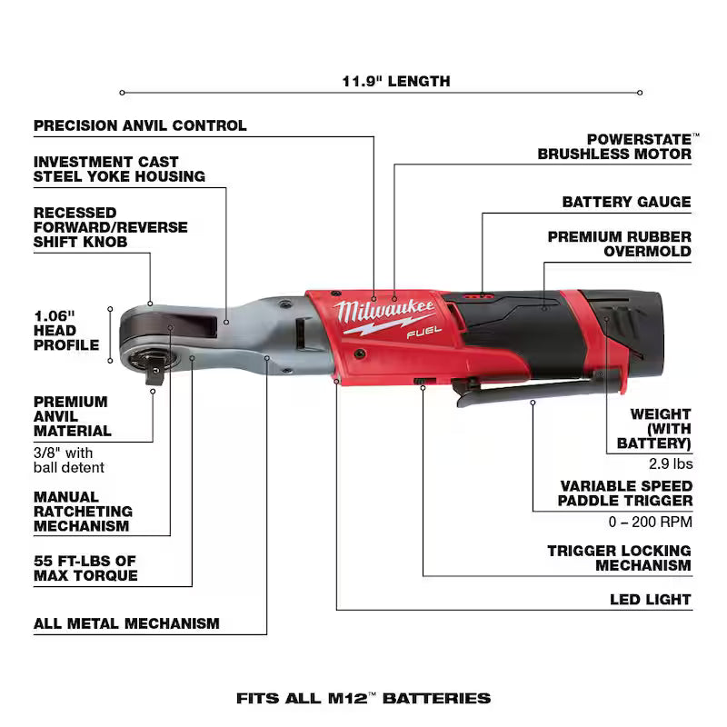 12V Lithium-Ion Brushless Cordless 3/8 in. Ratchet X82521