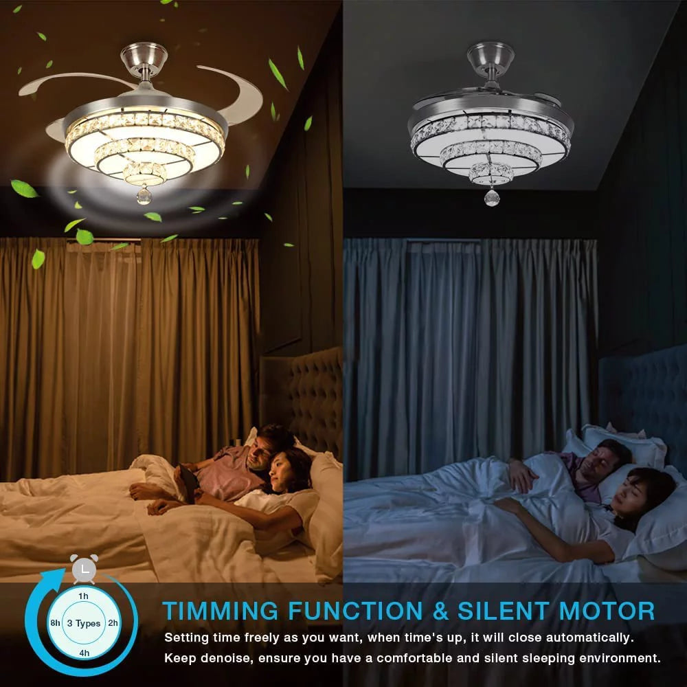 Crystal Ceiling Fan with Light and Remote, 3-Blade K966647