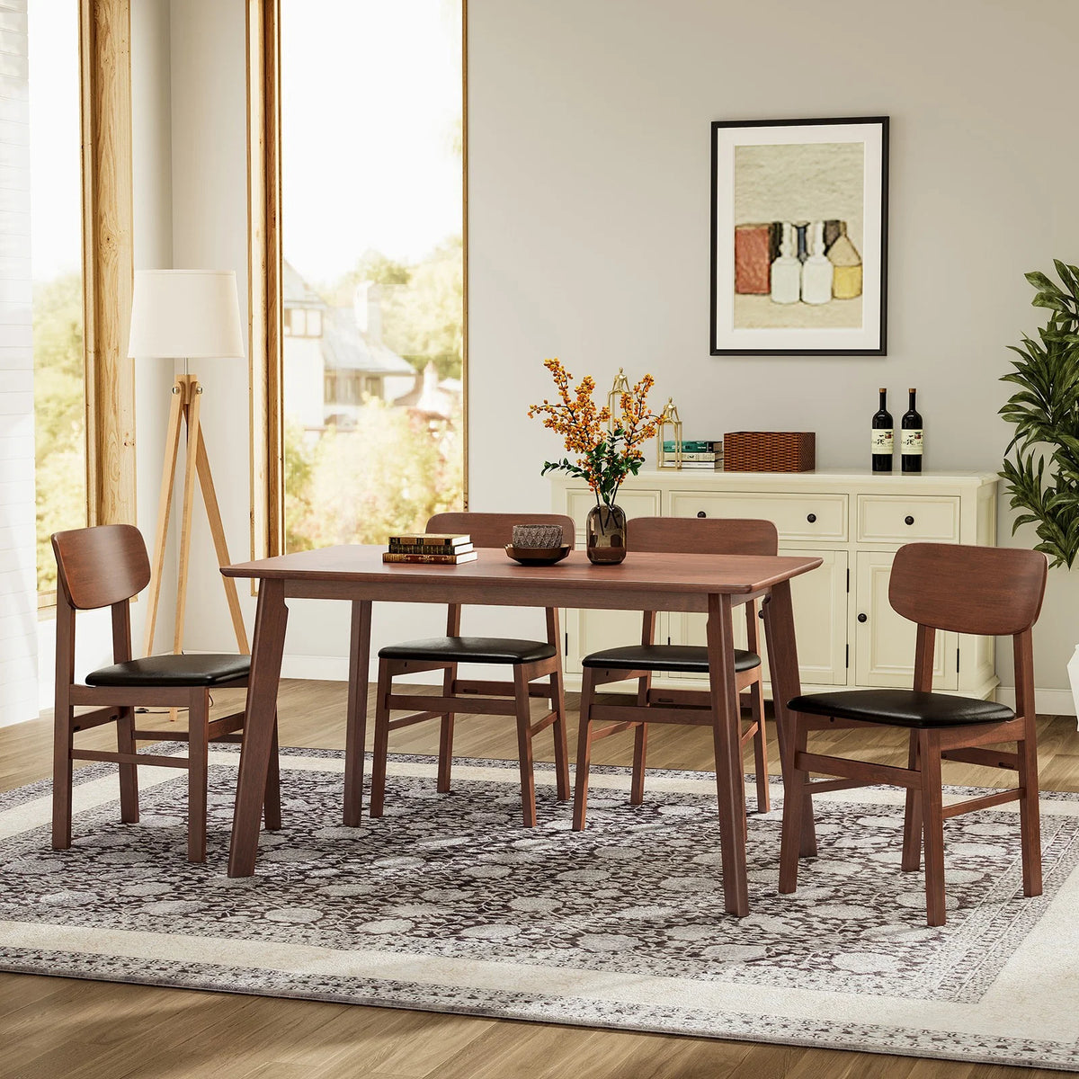 5-Piece Compact Rustic Dining Set with 4 Chairs J368