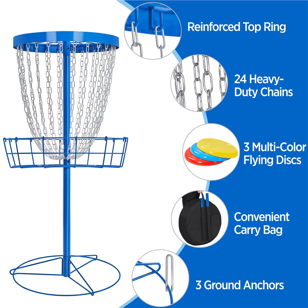 Portable Disc Golf Basket with 3 Discs and Carrying Bag Q66160