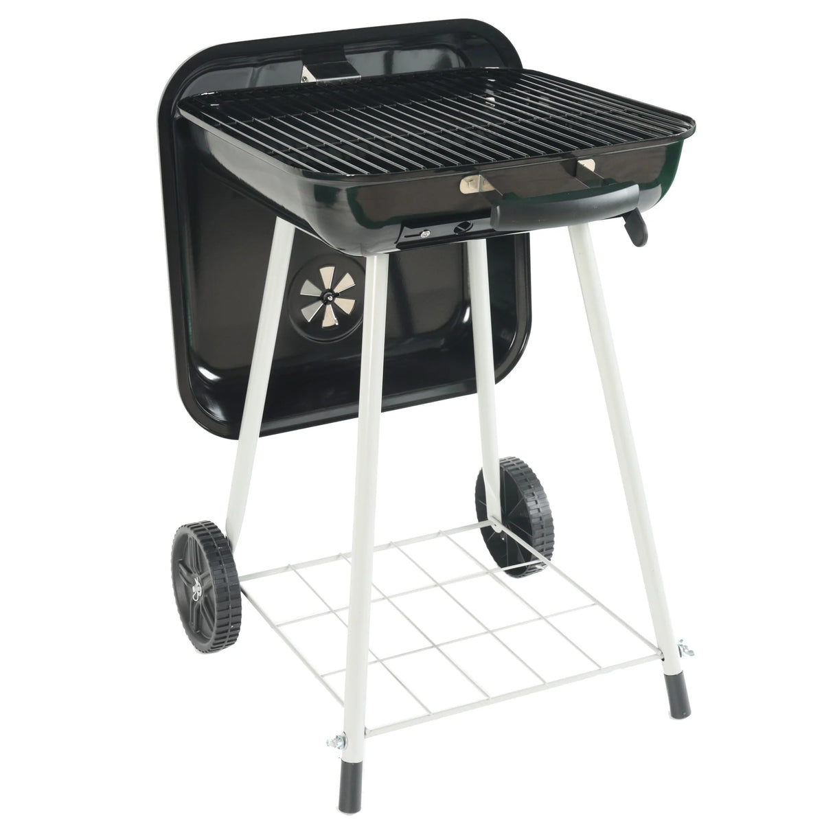 Square Steel Charcoal Grill with Wheels, Black K2520