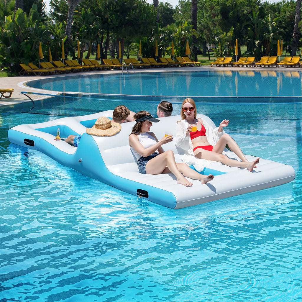 Inflatable Island Floating Lounge Raft with Electric Air Pump P241620