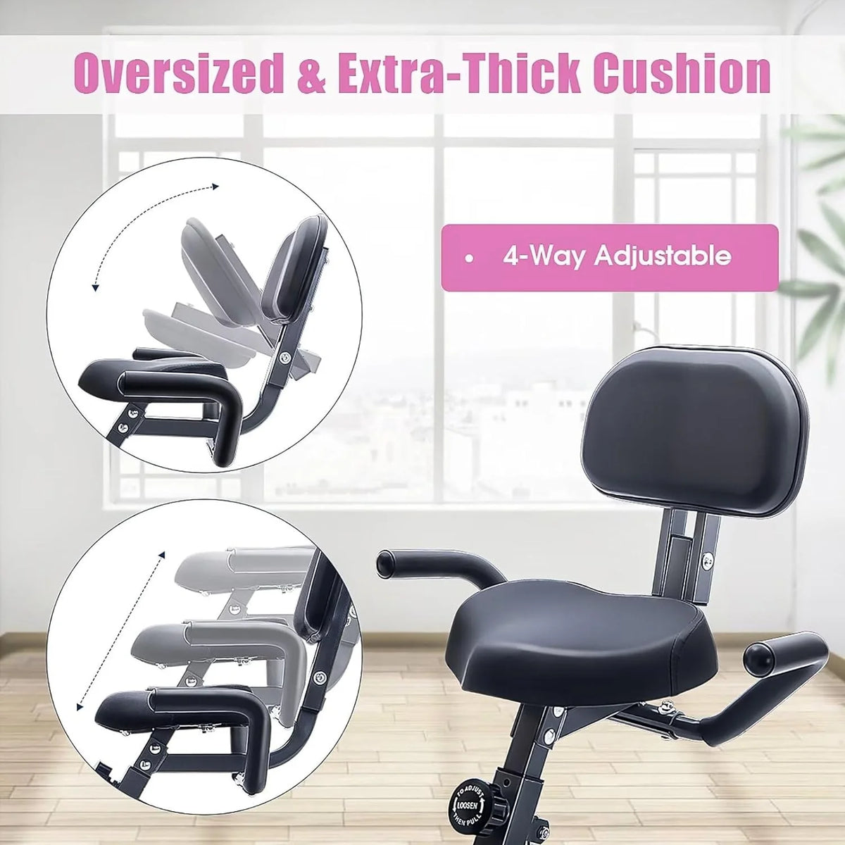 Foldable Magnetic Exercise Bike 300 lbs with Backrest R838