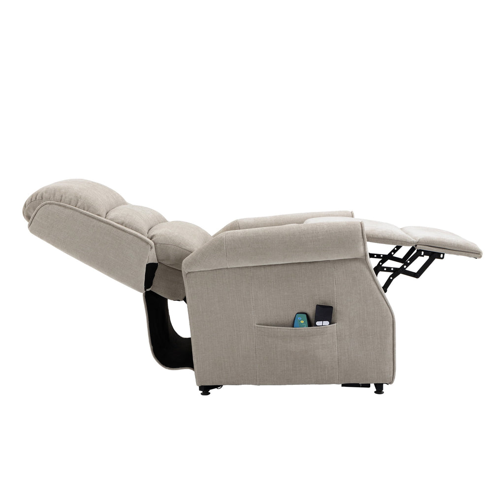 Beige Chenille Knit Power Lift Recliner Chair S822092