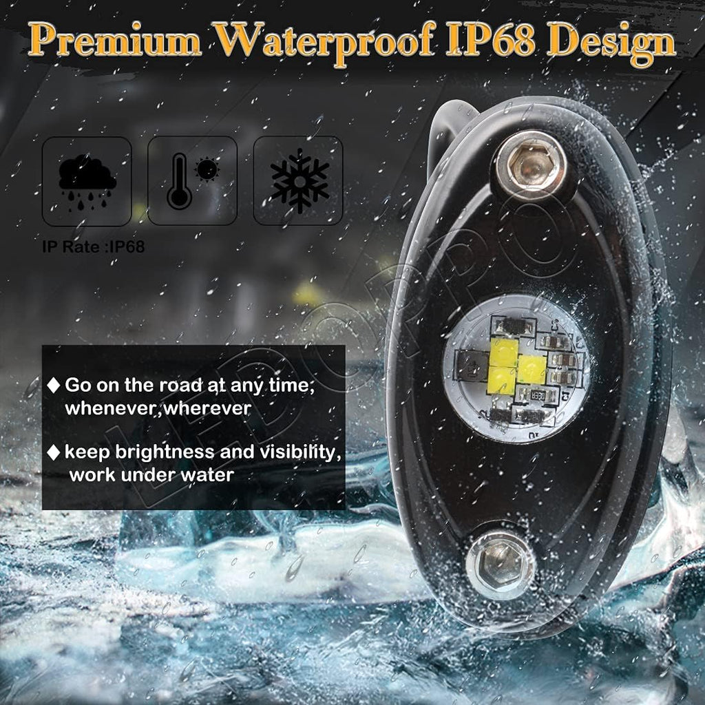 White 12PCS Waterproof LED Rock Lights N9550