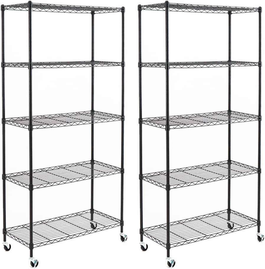 Black 4-Shelf Adjustable Carbon Steel Wire Shelving Unit G537