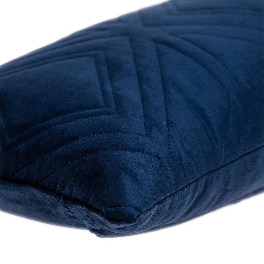 Navy Quilted Velvet Lumbar Pillow M805