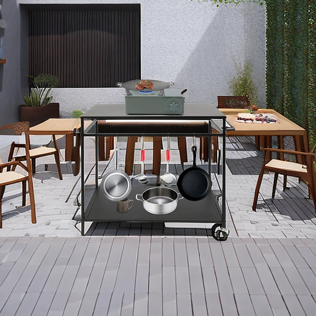 Outdoor Grill Cart with Storage and Spice Rack T81596