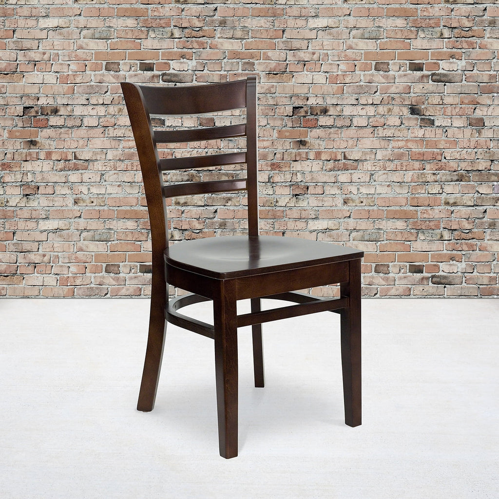 2 Pack Ladder Back Walnut Wood Chair X7848