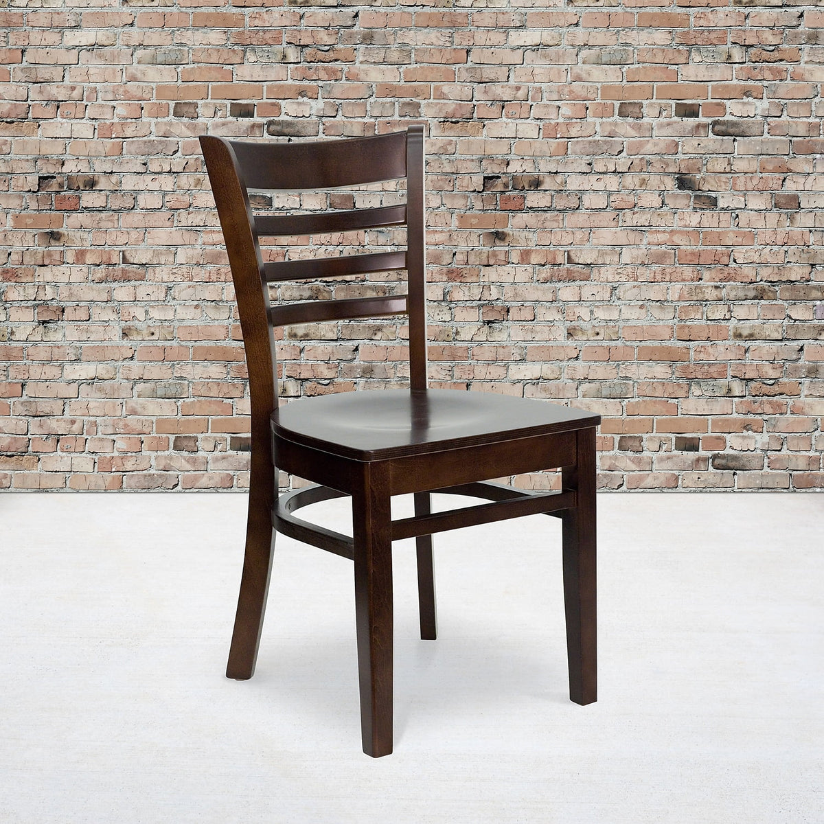 2 Pack Ladder Back Walnut Wood Chair X7848