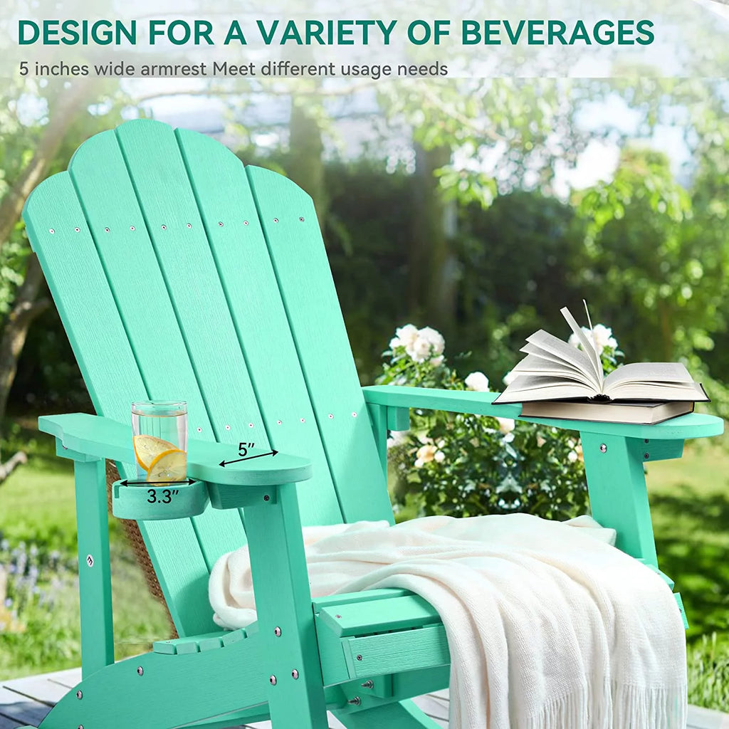 Oversized Plastic Rocking Chair with Cup Holder I82007