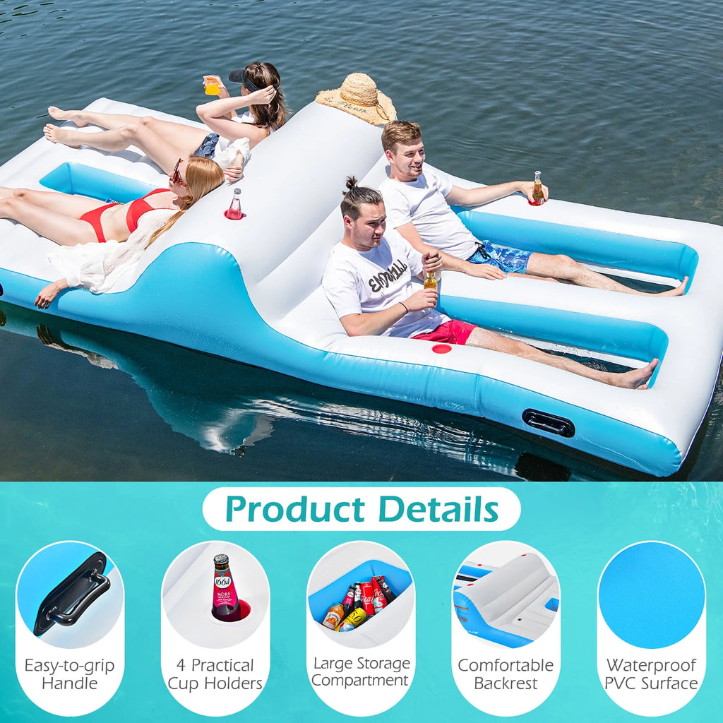 Inflatable Island Floating Lounge Raft with Electric Air Pump P241620