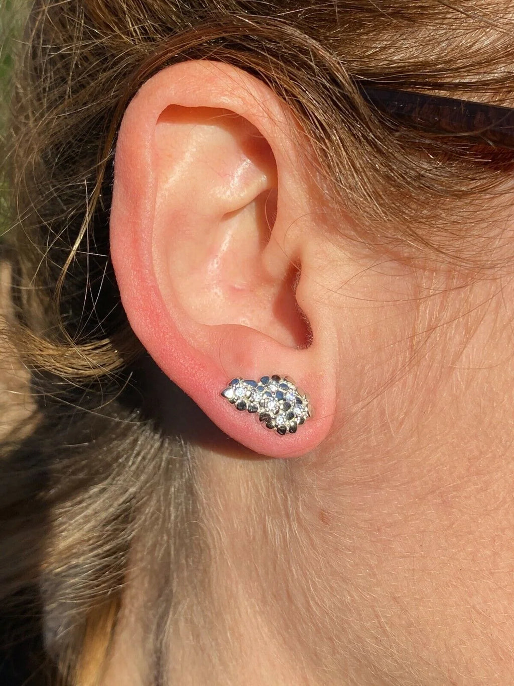 Mens 925 Sterling Silver CZ Stud Earrings T3183