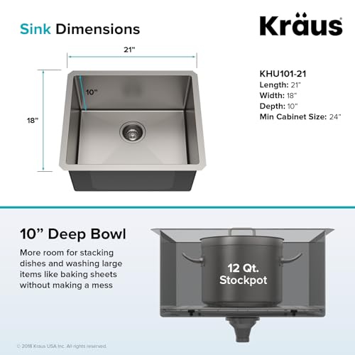 24 Inch 16 Gauge Undermount Single Bowl Laundry and Utility Sink H19709