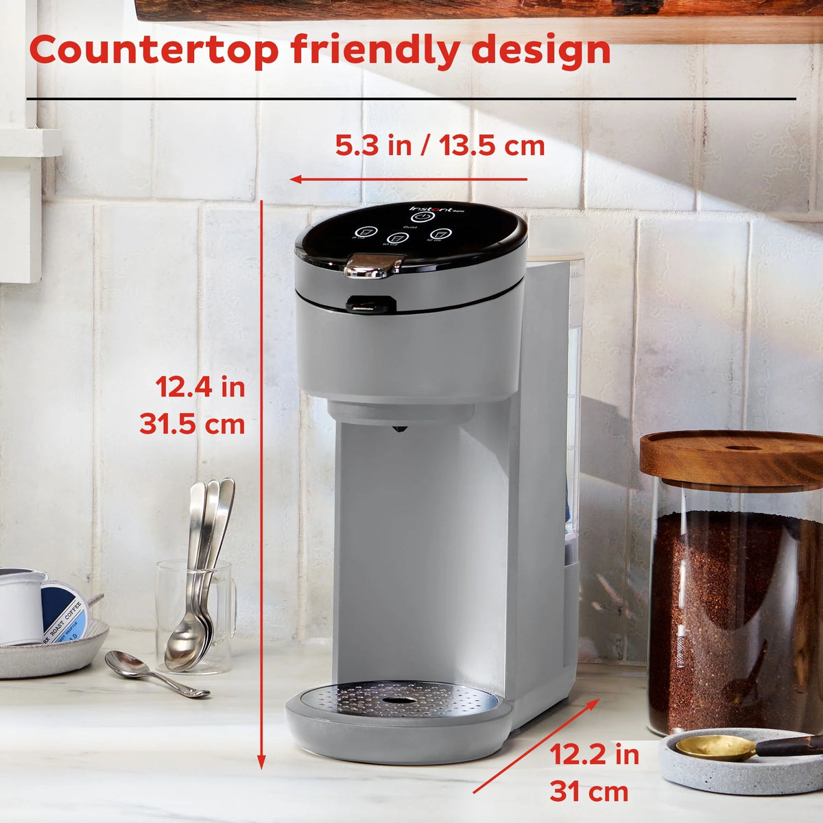 2-in-1 Single Serve Coffee Maker with 3 Brew Sizes, Maroon Red Z6278