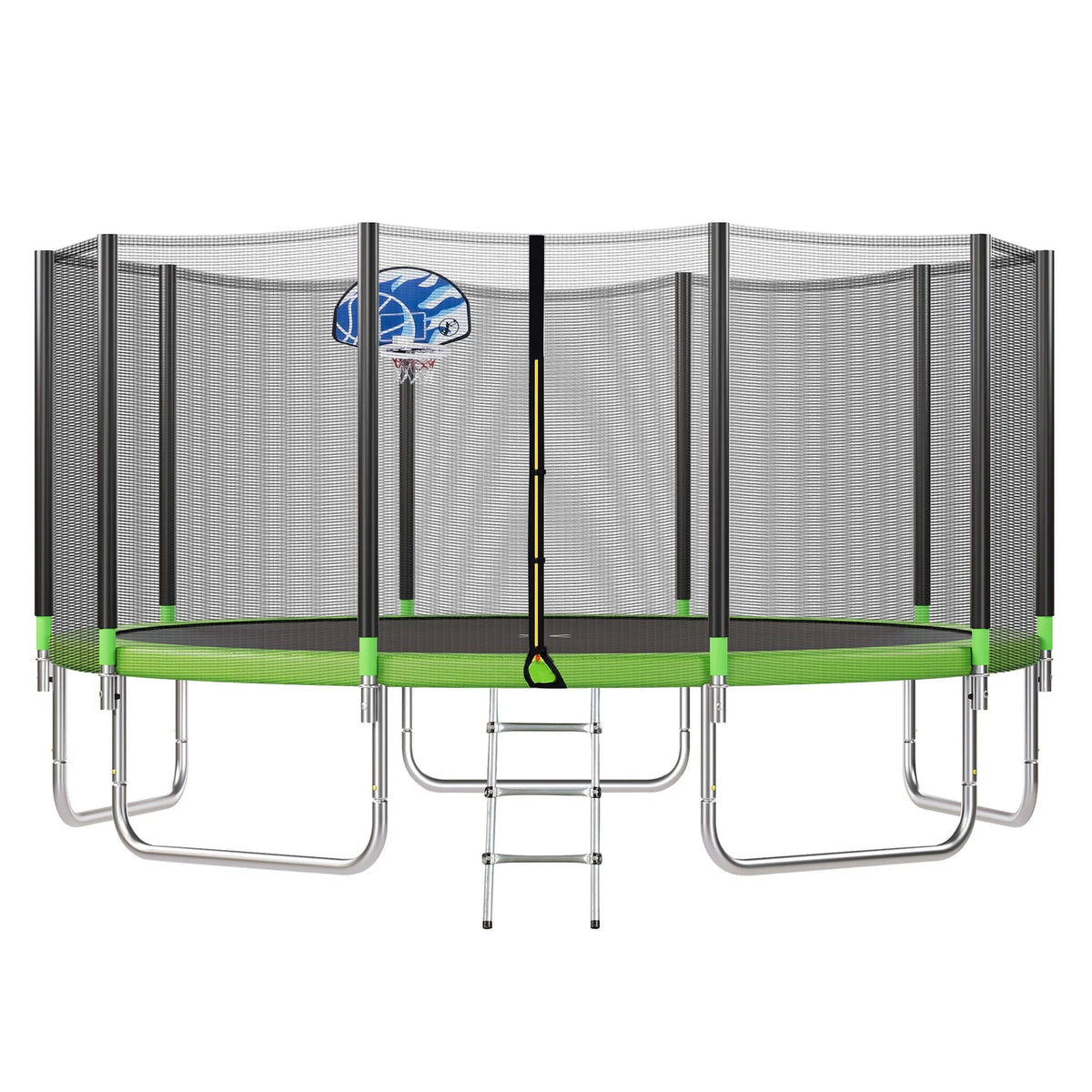 14FT Trampoline with Basketball Hoop and Safety Net W312207
