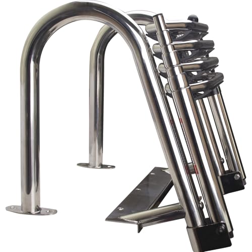 Heavy-Duty Stainless Steel Pontoon Boat Ladder with Handrails B734