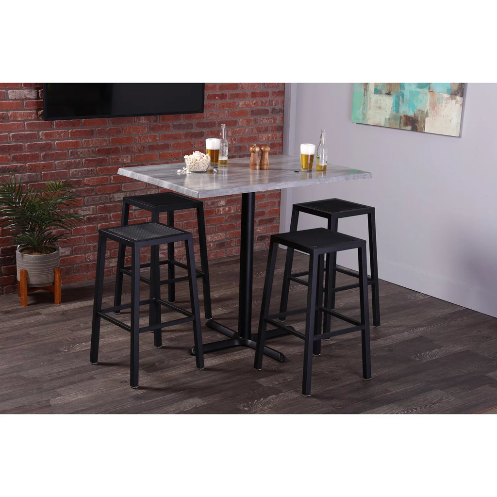 42" Black Square Table with 30" White Marble Top N535079