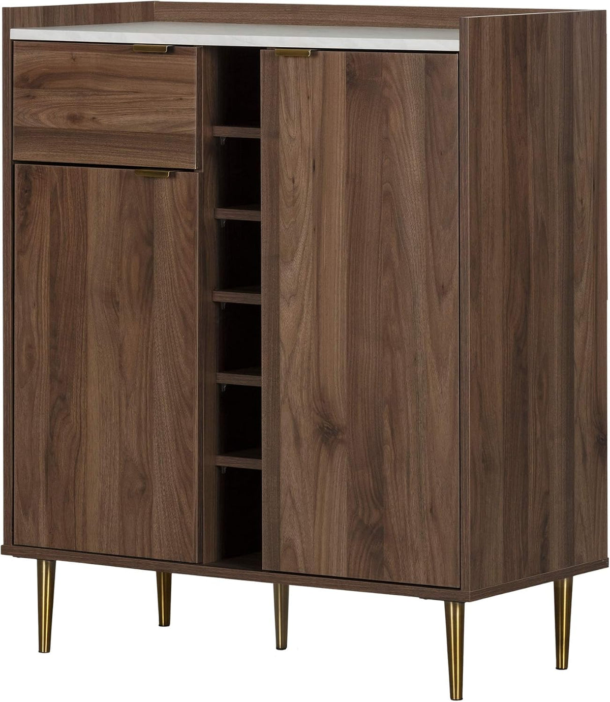 Natural Walnut Buffet with Faux Carrara Marble H85770