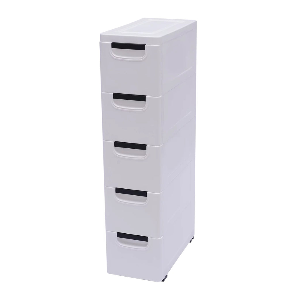 White 5 Drawer Plastic Dresser Storage Cabinet F324