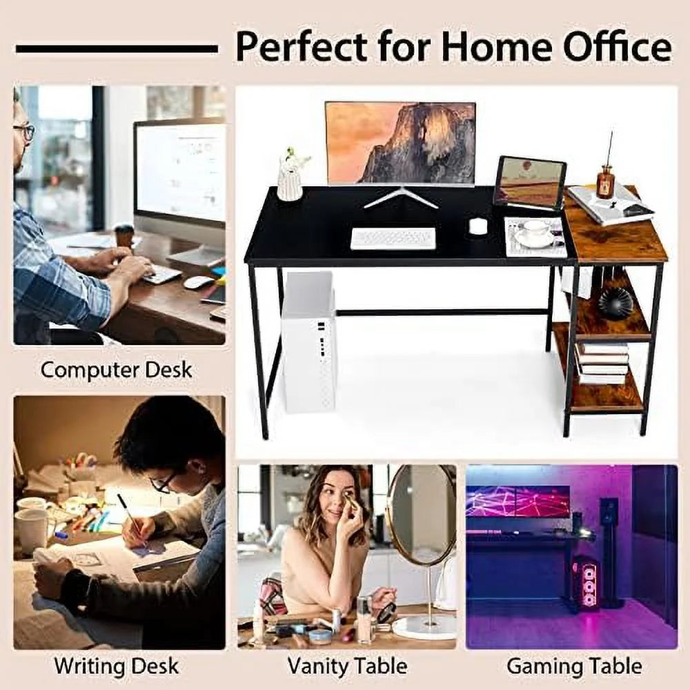 55” Computer Desk with 2-Tier Shelves R65261