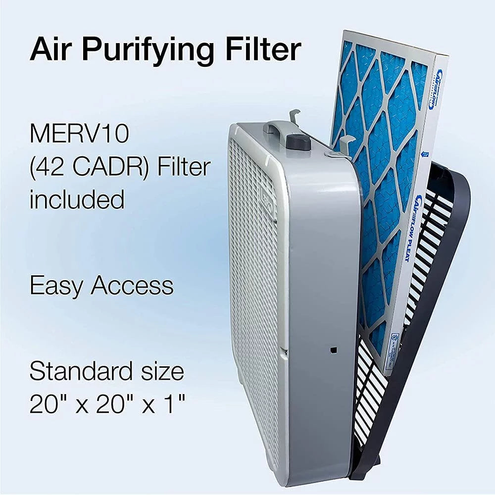 White 3 Speed Air Purifier Box Fan 2 Pack I839492