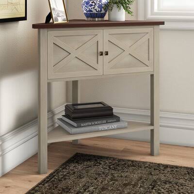 2 Doors Corner Accent Cabinet Brown/Beige X8239