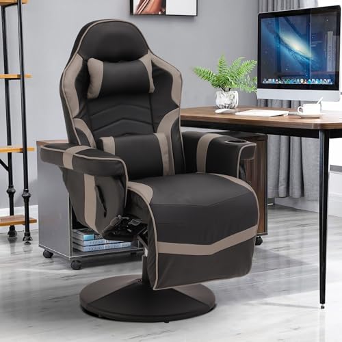 Black Grey Gaming Chair with Footrest and Massage K134118