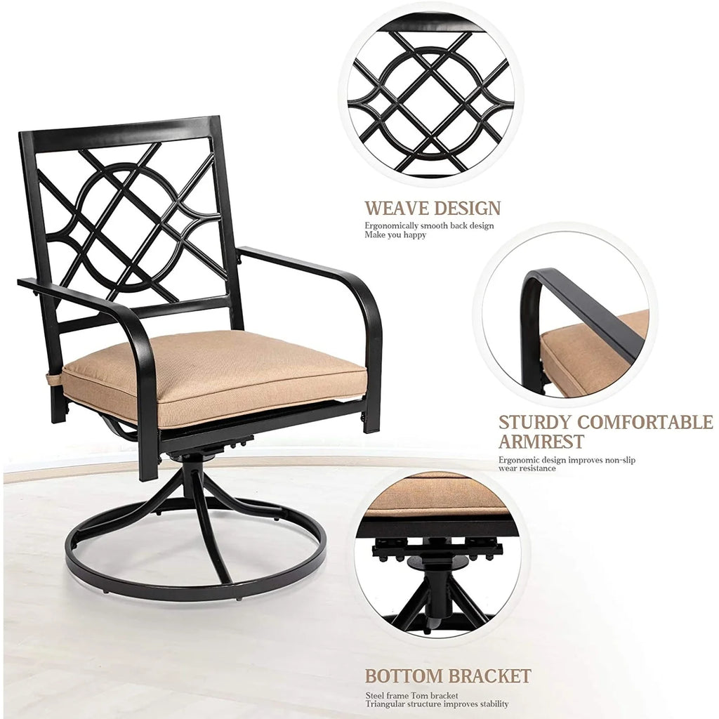 Outdoor Patio Metal Swivel Rocker Dining Chairs Set of 2 L558
