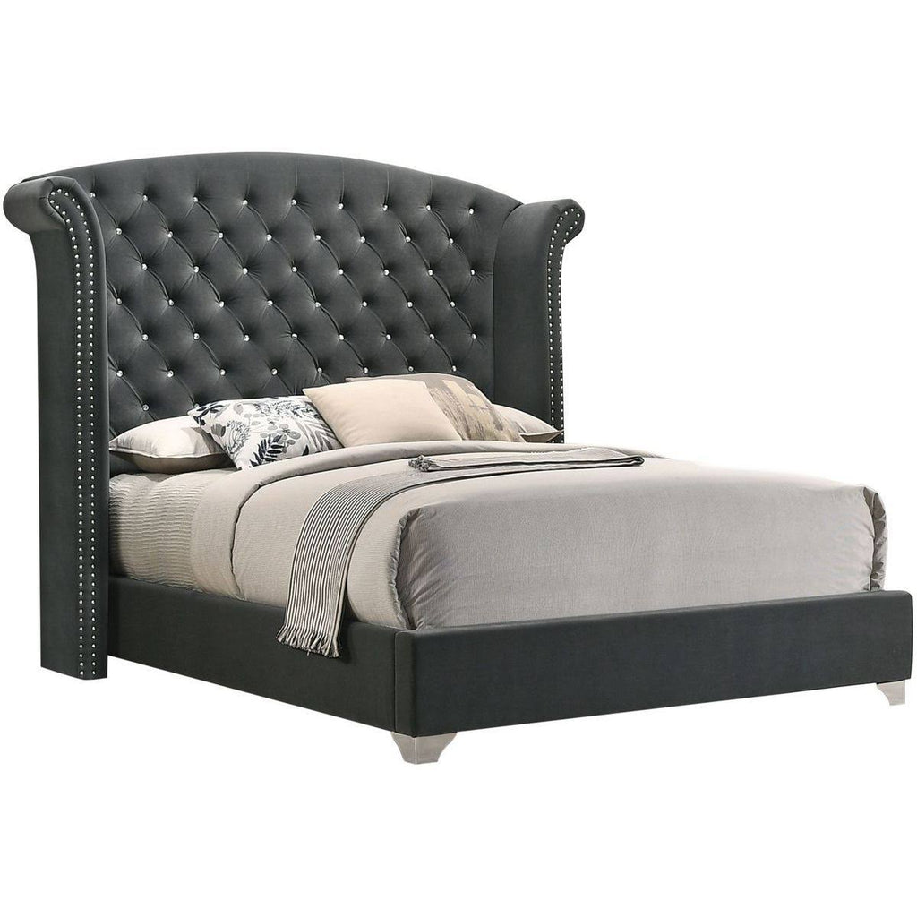 Grey Queen Wingback Upholstered Bed M23425