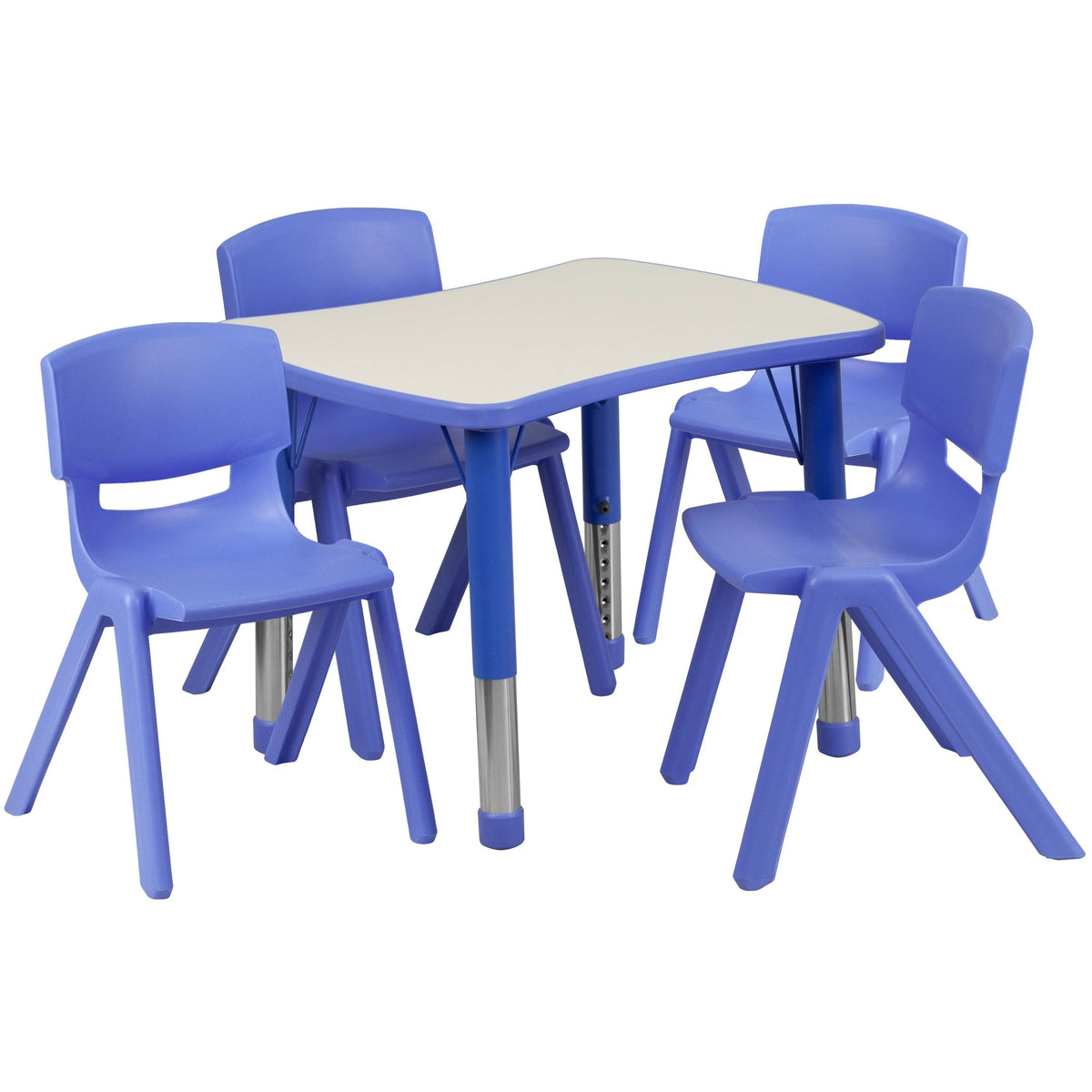 Blue Height-Adjustable Plastic Activity Table Set Y271