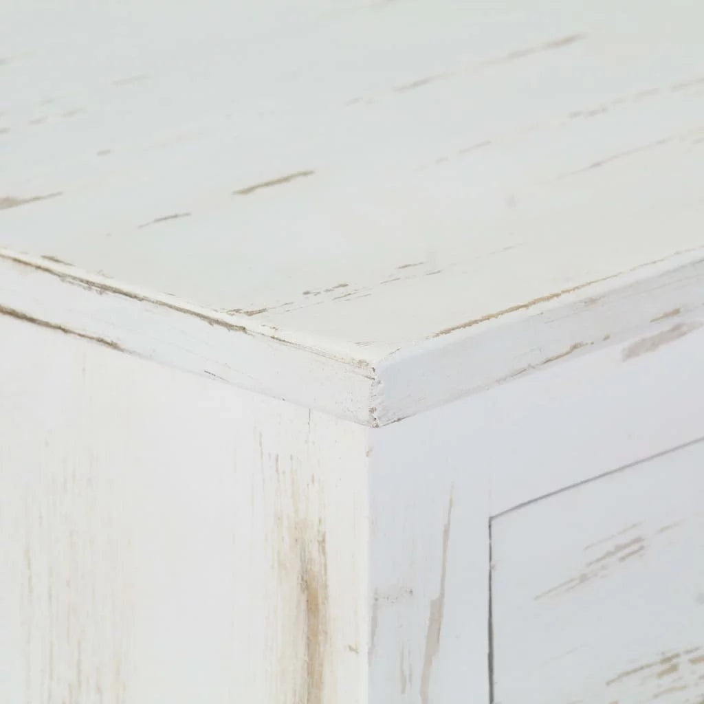 White Mango Wood Bedside Cabinet with Drawer and Door L6870