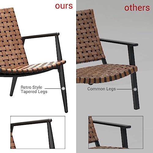 Brown 3 Pieces Wicker Patio Chairs Set with Side Table M884650