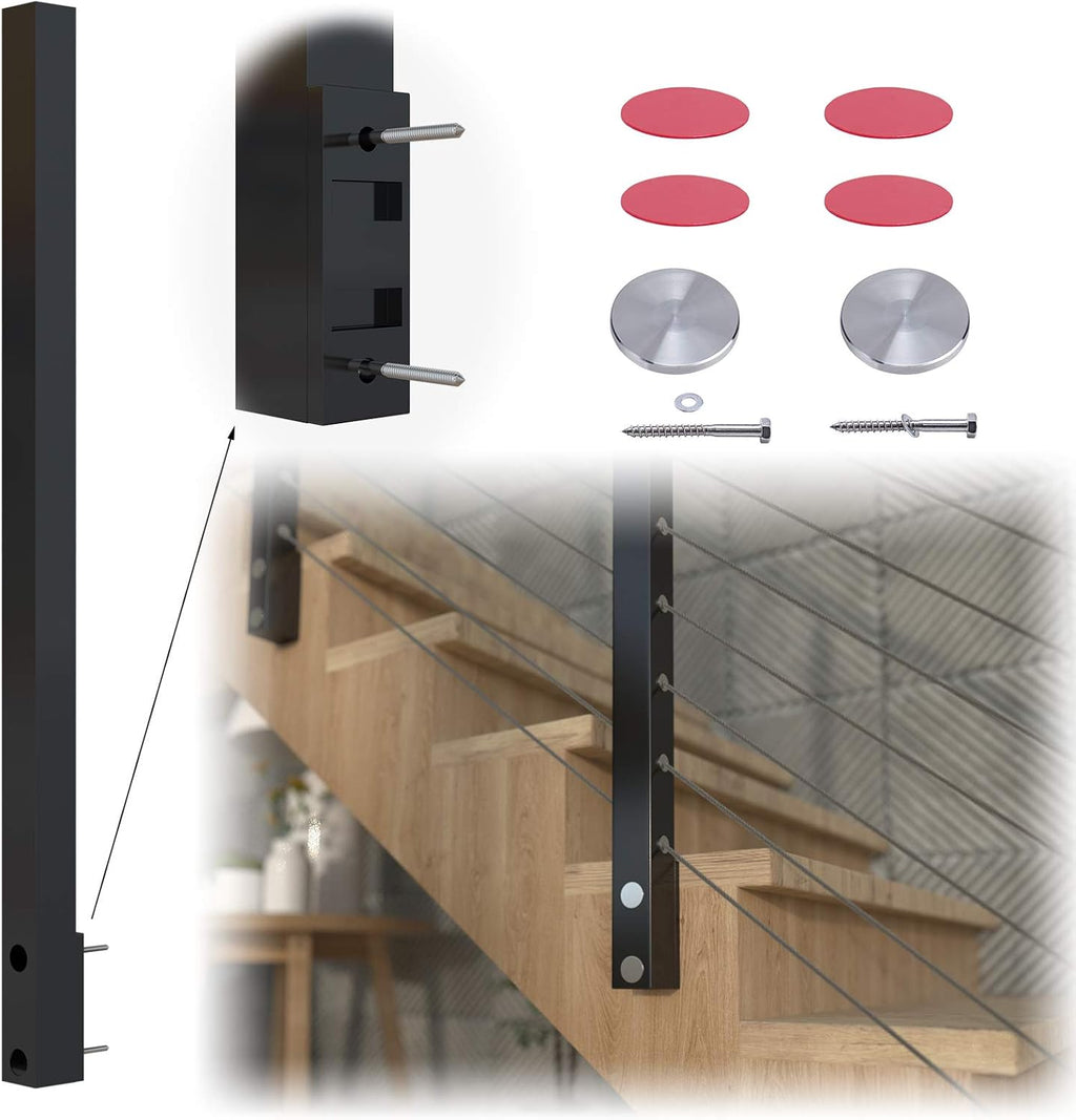 Black Stainless Steel Cable Railing Post S38317