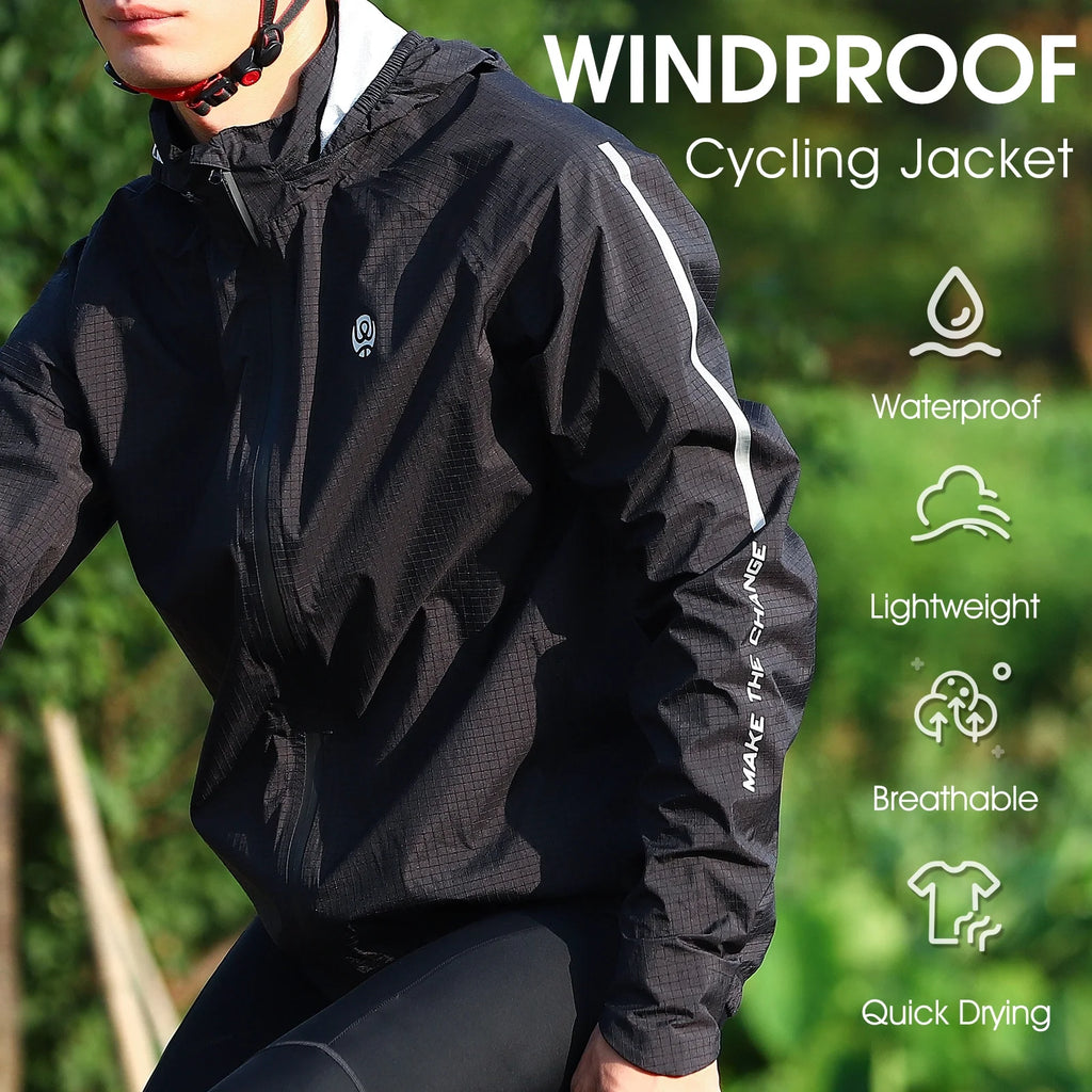 Black Windproof Cycling Jacket S24383