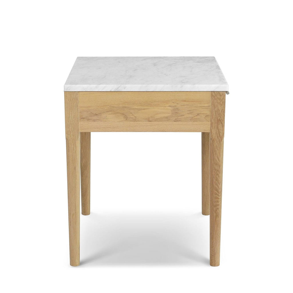 Square Italian Carrara White Marble Side Table with Legs - Tan G8240