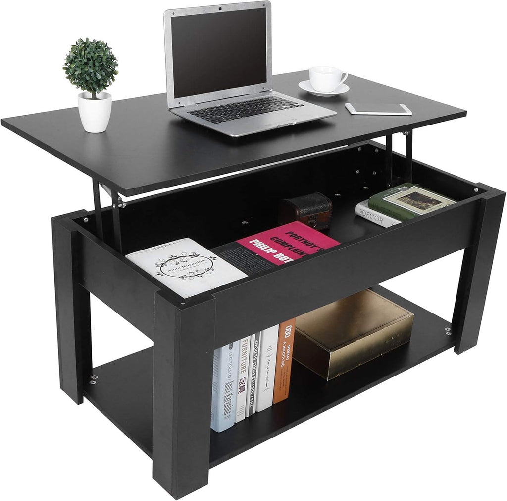 Lift Top Coffee Table White Particle Board 39.4x19.7x22.4in H32227