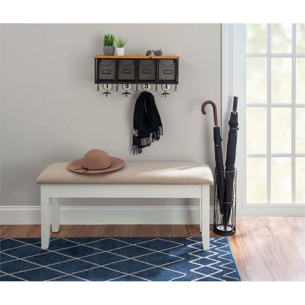 Vanilla White Wood Storage Bench P794