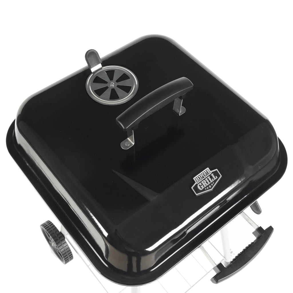 Square Steel Charcoal Grill with Wheels, Black K2520