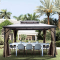 10' x 10' Polycarbonate Hardtop Aluminum Gazebo with Netting T58548