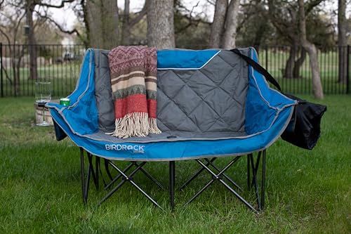 Double Camping Chair with Cup Holders, Blue & Grey G435919