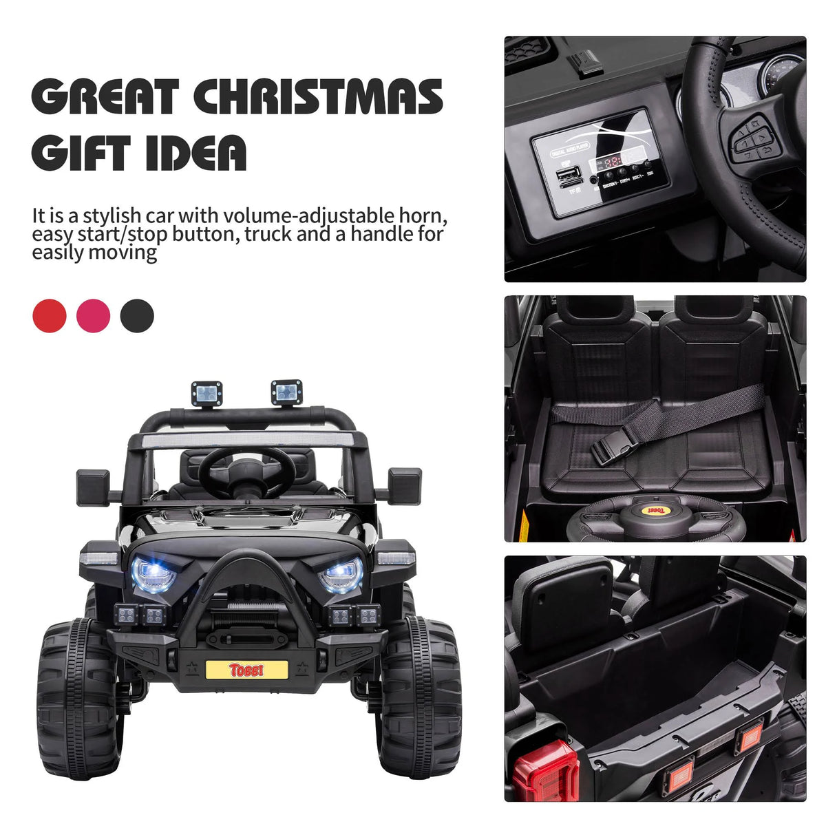 12V Battery Powered Ride on Truck Car Black X6570